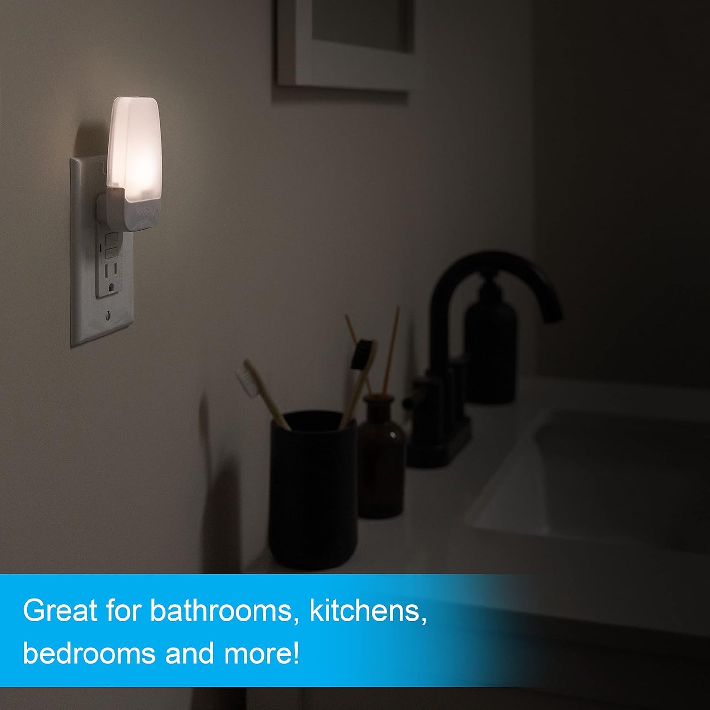 GE LED Night Light, Plug-in, Dusk to Dawn Sensor, Warm White, Ambient Lighting, Ideal Kids Adults Nightlight for Bedroom, Bathroom, Nursery, Hallway, Kitchen, 30966, 2 Pack