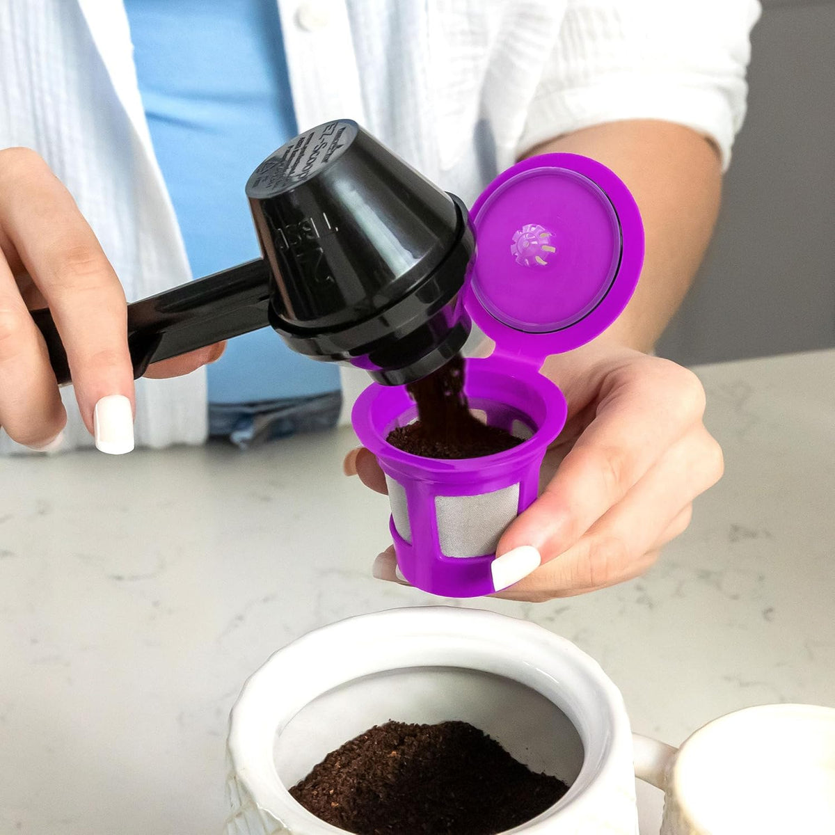 Perfect Pod 1-Stream Cafe Save Reusable K Cup Pod Coffee Filters - Refillable Coffee Pod Capsules with Built-In, Integrated Mesh Strainer for use with Keurig & Select Single Cup Coffee Makers, 4-Pack