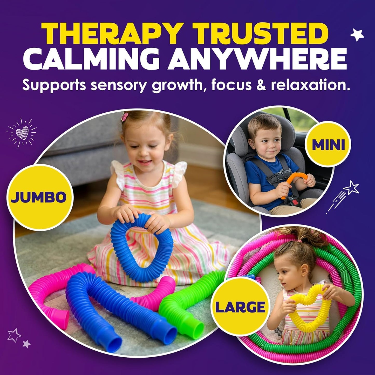 Nutty Toys Pop Tubes - Large 8-Pack Sensory Toys - Creative STEM Learning for Kids & Toddlers - Connect & Pop! Top ADHD Autism Fidget 2026, Best Boy & Girl Valentines Day and Easter Basket Gifts Idea