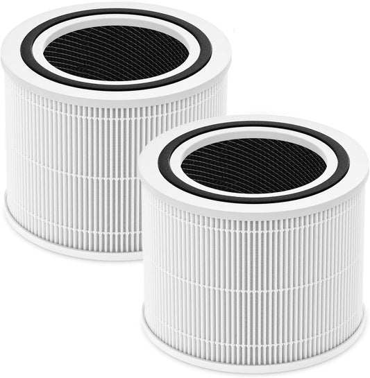 Core 300 Replacement Filter for LEVOIT Core 300 Core300-P Core 300S Core 300-P VortexAir Air Purifier, Core 300-RF, 3-in-1 HEPA Activated Carbon, 2 Pack, White, Core 300-P