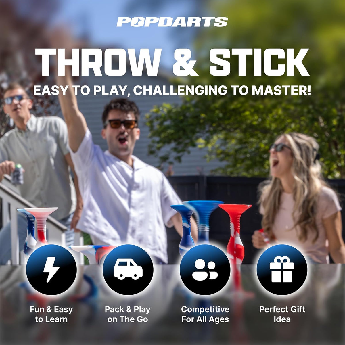 Popdarts PRO Pack Game Set (Wigglenobber Target Marker) - Indoor, Outdoor Suction Cup Throwing Game - Competition with a POP