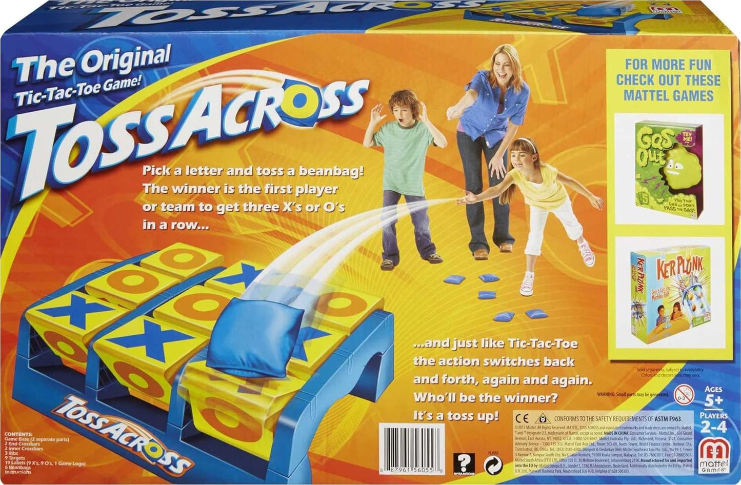 Mattel Games Toss Across Game, Beanbag Tic Tac Toe for 2 to 4 Players Ages 5 Years and Older