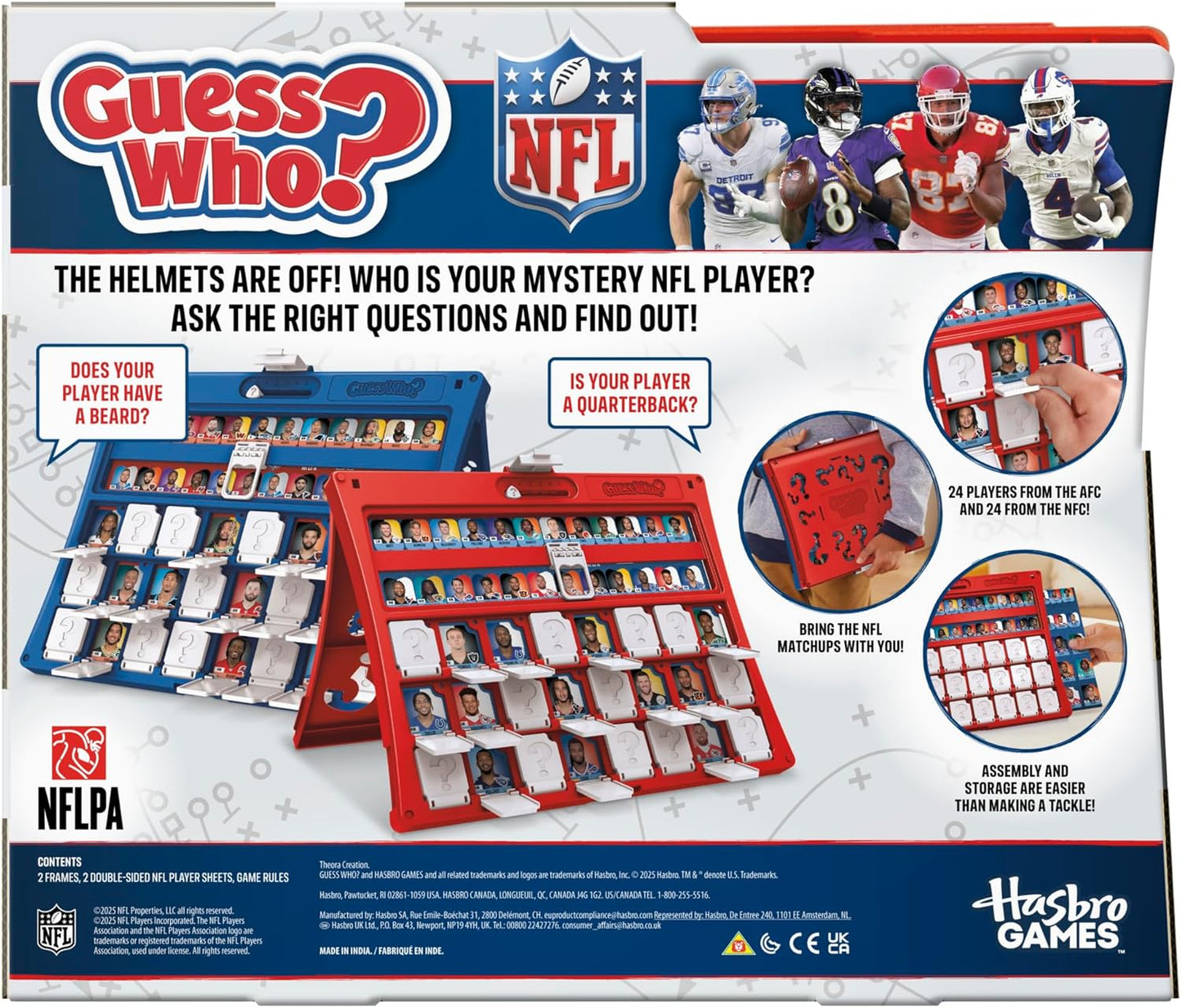 Guess Who? NFL Edition Board Game | Officially Licensed NFL Game for Kids and Families | Ages 6+ | 2 Players | 15 Mins. | Football Games