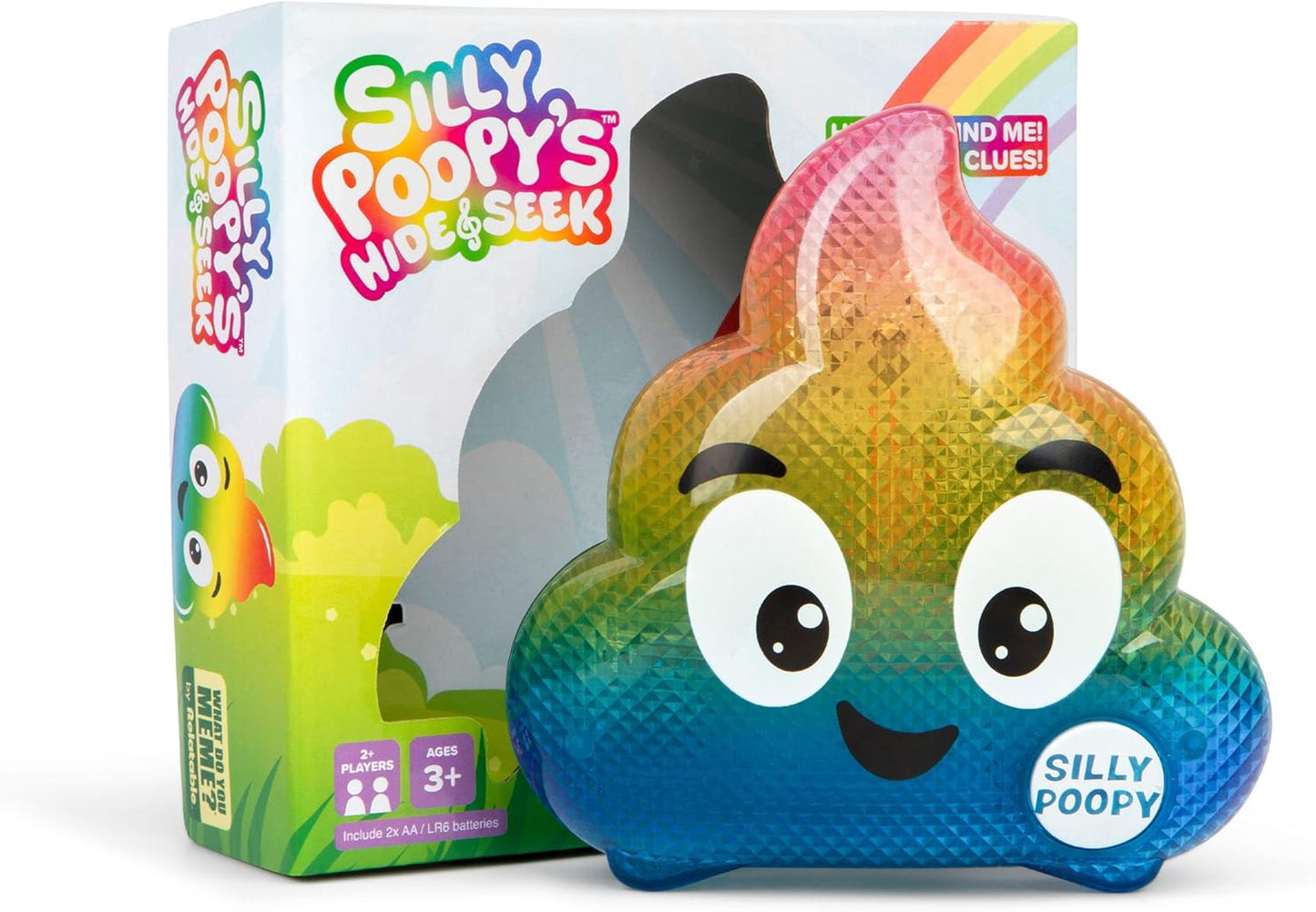 Silly Poopy's Hide & Seek by Relatable, The Talking, Singing, Rainbow Hide & Seek Toy, Fun Learning Toys for Toddlers, Interactive Toddler Toys, Hide and Seek Games, Includes 1 Toy & 2 AA Batteries