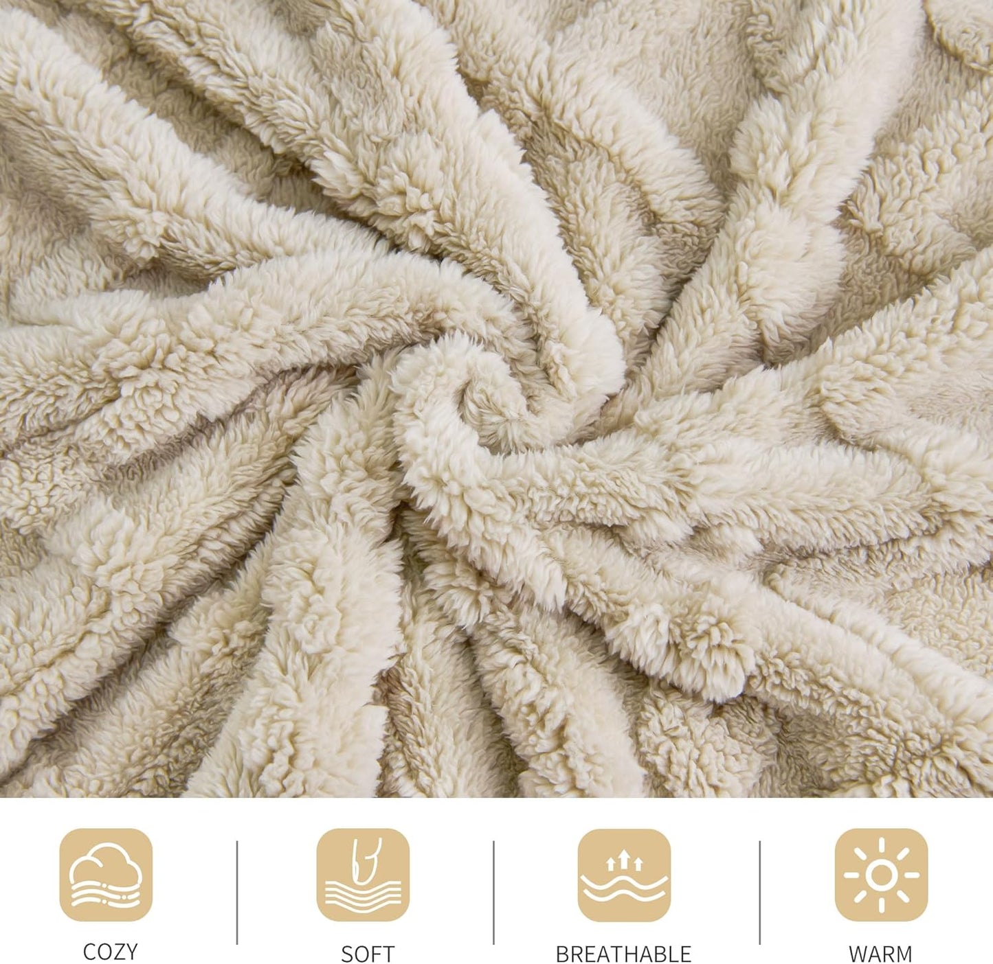 Aganear Fleece Throw Blanket - Cozy Soft Lightweight Fuzzy Throw Blanket for Women Portable Throw Blankets for Couch, Warm Present for Birthday, Christmas, Halloween, Housewarming(50"x60", Khaki)