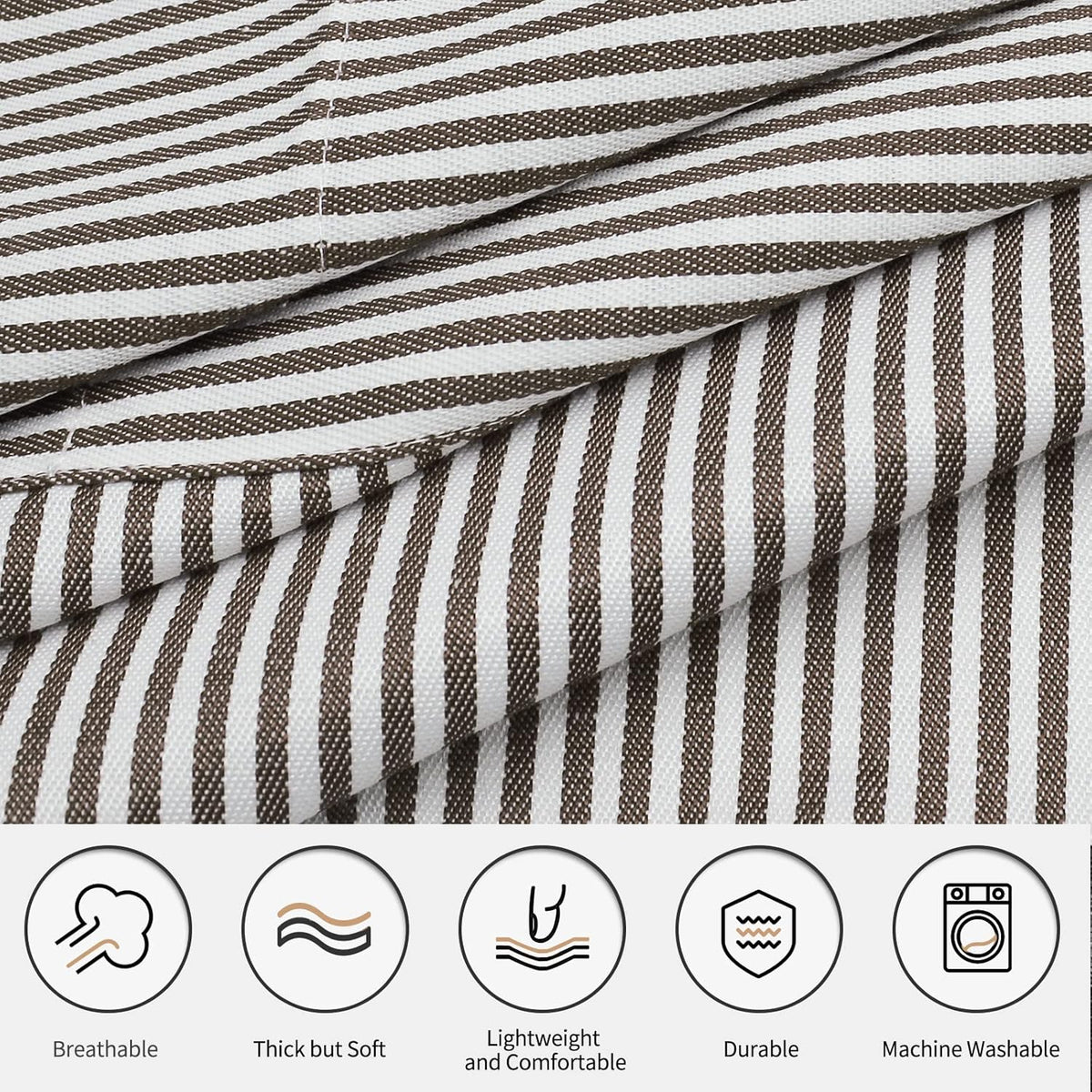 NLUS 2 Pack Kitchen Cooking Aprons, Adjustable Bib Soft Chef Apron with 2 Pockets for Men Women(Black/Brown Stripes)