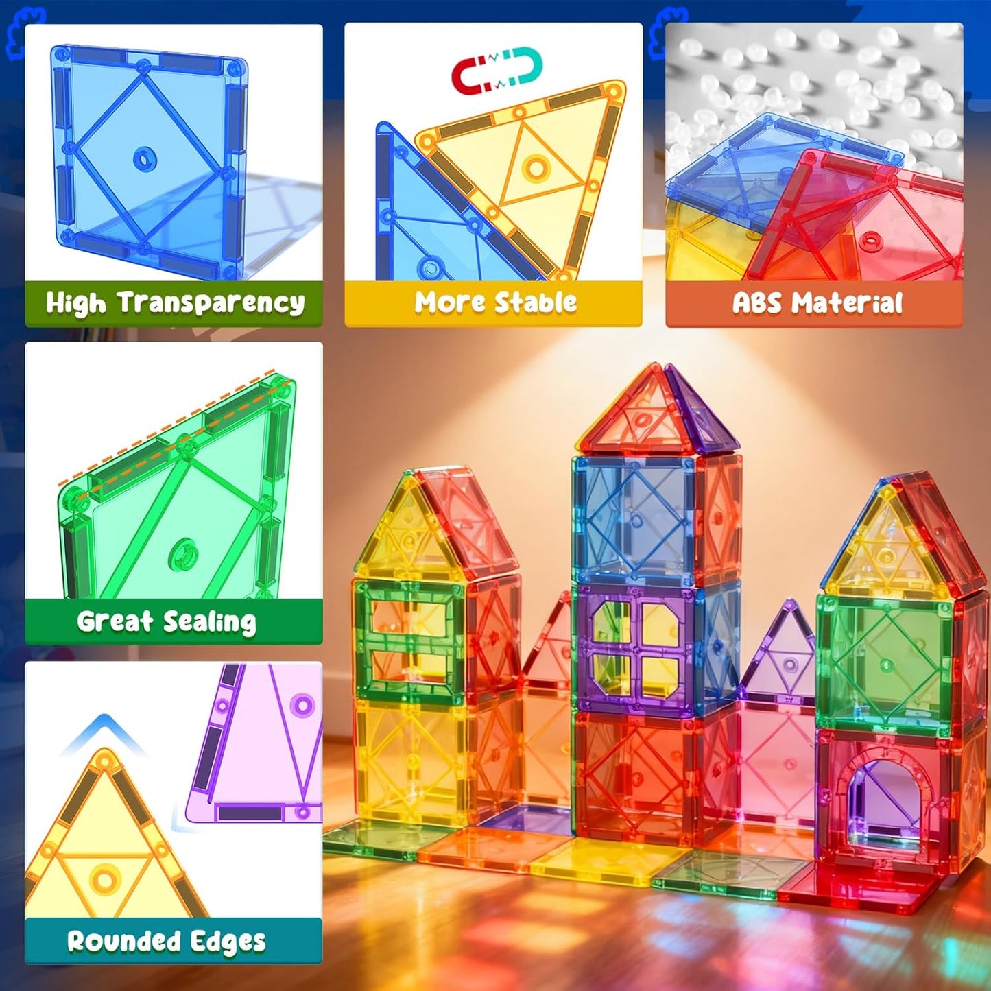 Soyee Magnetic Tiles Toddler Toys Magnetic Building Blocks for Kids Ages 3-12 STEM Educational Toys for Girls & Boys Sensory Toys for Kids with Autism Classroom Must Haves