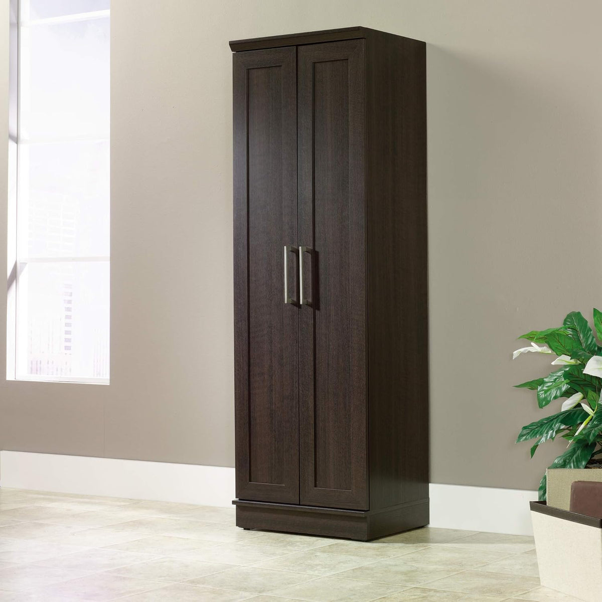 Sauder HomePlus Kitchen Pantry Storage Cabinet with Adjustable Shelves, Laundry Bathroom, L: 23.31" x W: 17.01" x H: 71.18", Dakota Oak