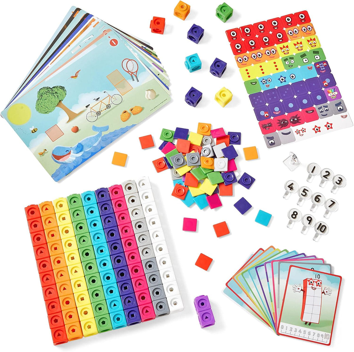 hand2mind MathLink Cubes Numberblocks 1-10 Activity Set, 30 Preschool Learning Activities, Counting Blocks, Linking Cubes, Educational Toys for Kids, Number Games, Math Manipulatives Kindergarten