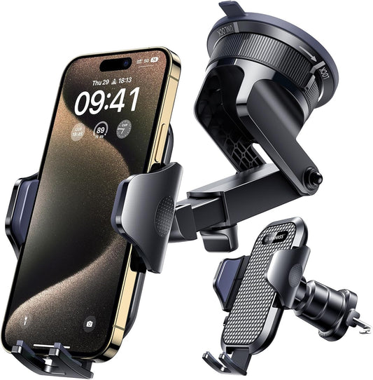 [2026 True Military-Grade] Car Phone Holder VANMASS [Upgraded Strongest Suction & Clip] Cell Phone Mount for Dashboard Windshield Vent Wall,Truck Cradle Stand for iPhone 17 Pro Max 16 15 14 13 Android