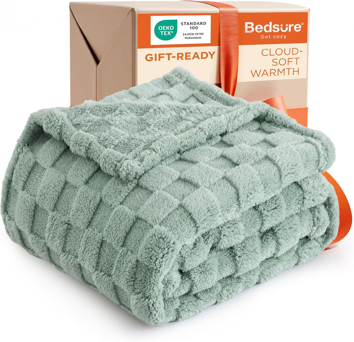 Bedsure GentleSoft Sage Green Throw Blanket for Couch - Checkered Fleece Blankets Christmas Gifts for Women Men Girls, Cute Soft Cozy Throw for Bedroom Home Decor Gifts, 50x60 Inches