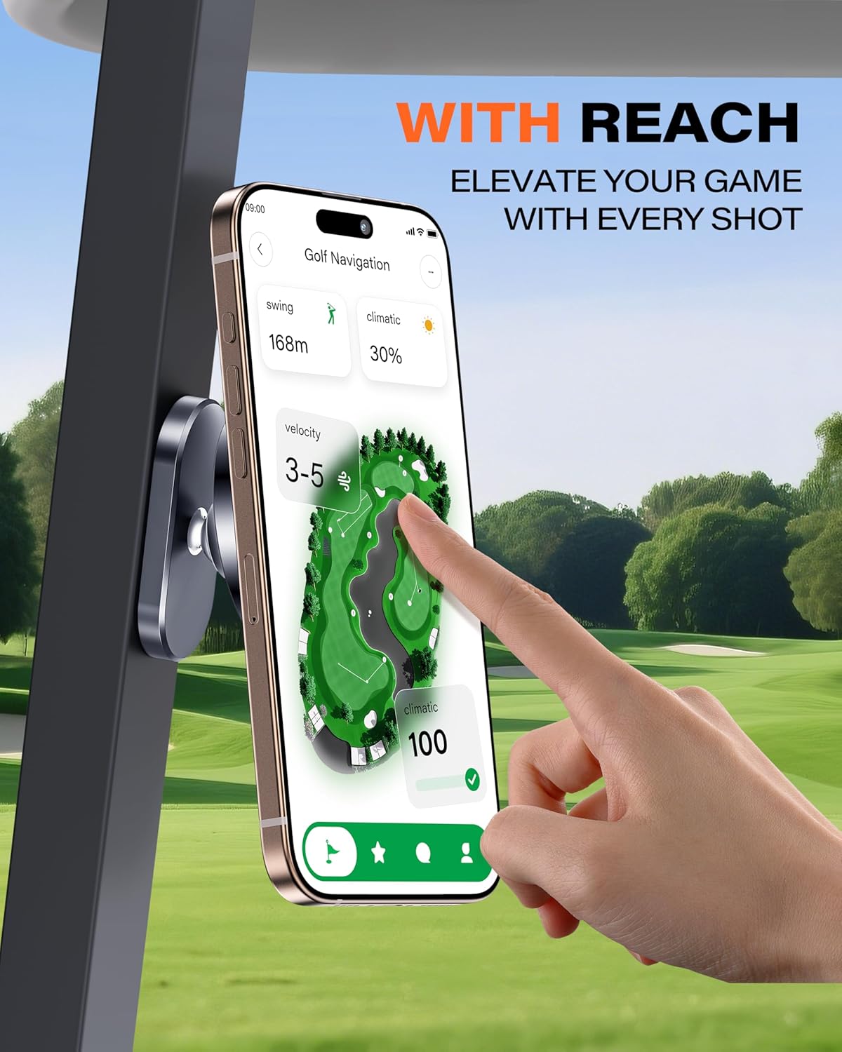 A2C Alloy Magnetic Golf Cart Phone Holder Compatible with MagSafe iPhone 12-17, Unique Golf Gifts for Men Golfers Women Dad Him, 2026 Golf Accessories Essentials Gadgets Fits EZGO, Club Car, Yamaha