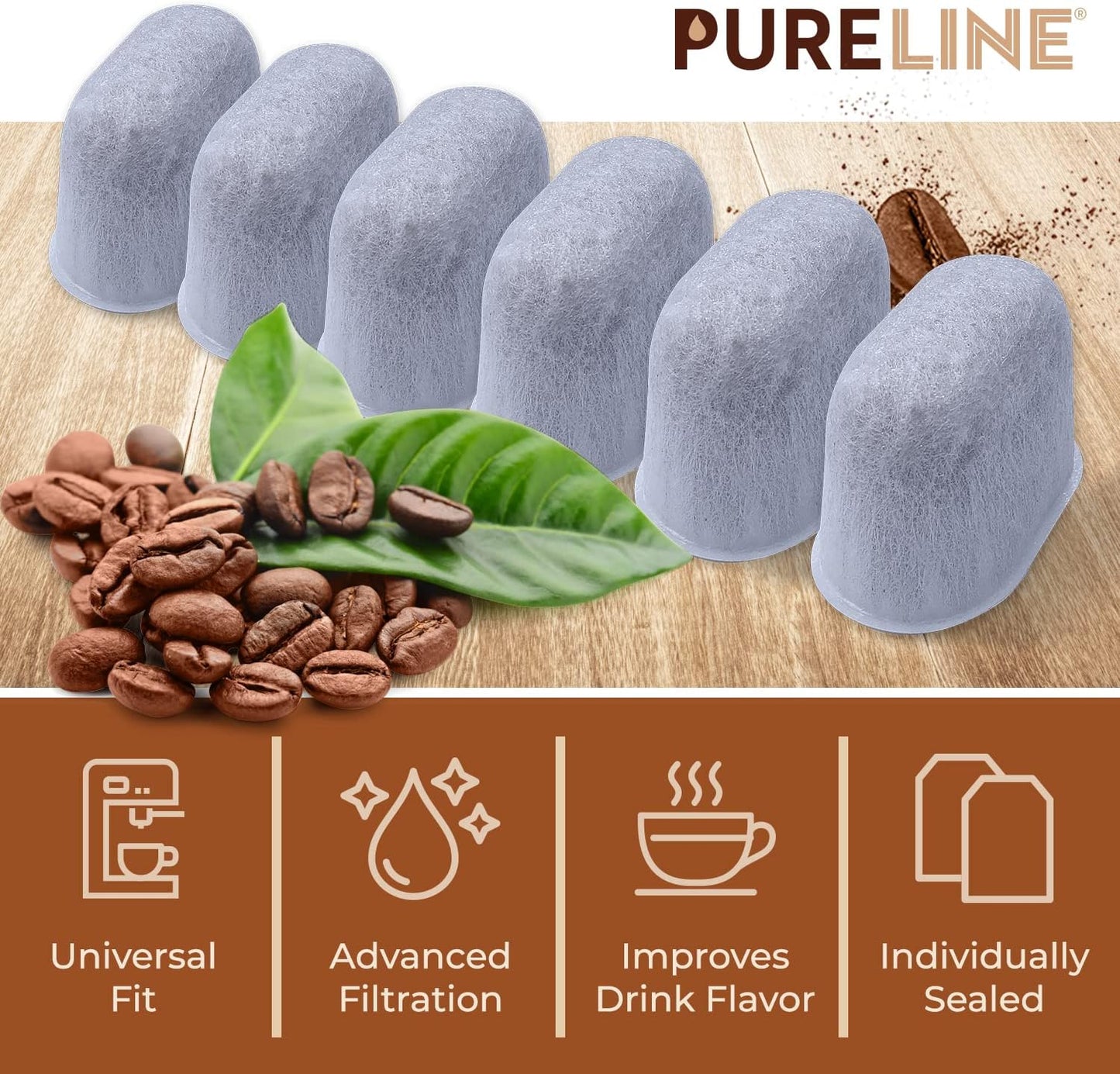 Cuisinart® Coffee Filter Replacement - 12 Pack Cuisinart® Coffee Maker Water Filter by Pureline - Charcoal Water Filter - for all Cusinart Coffee Machines