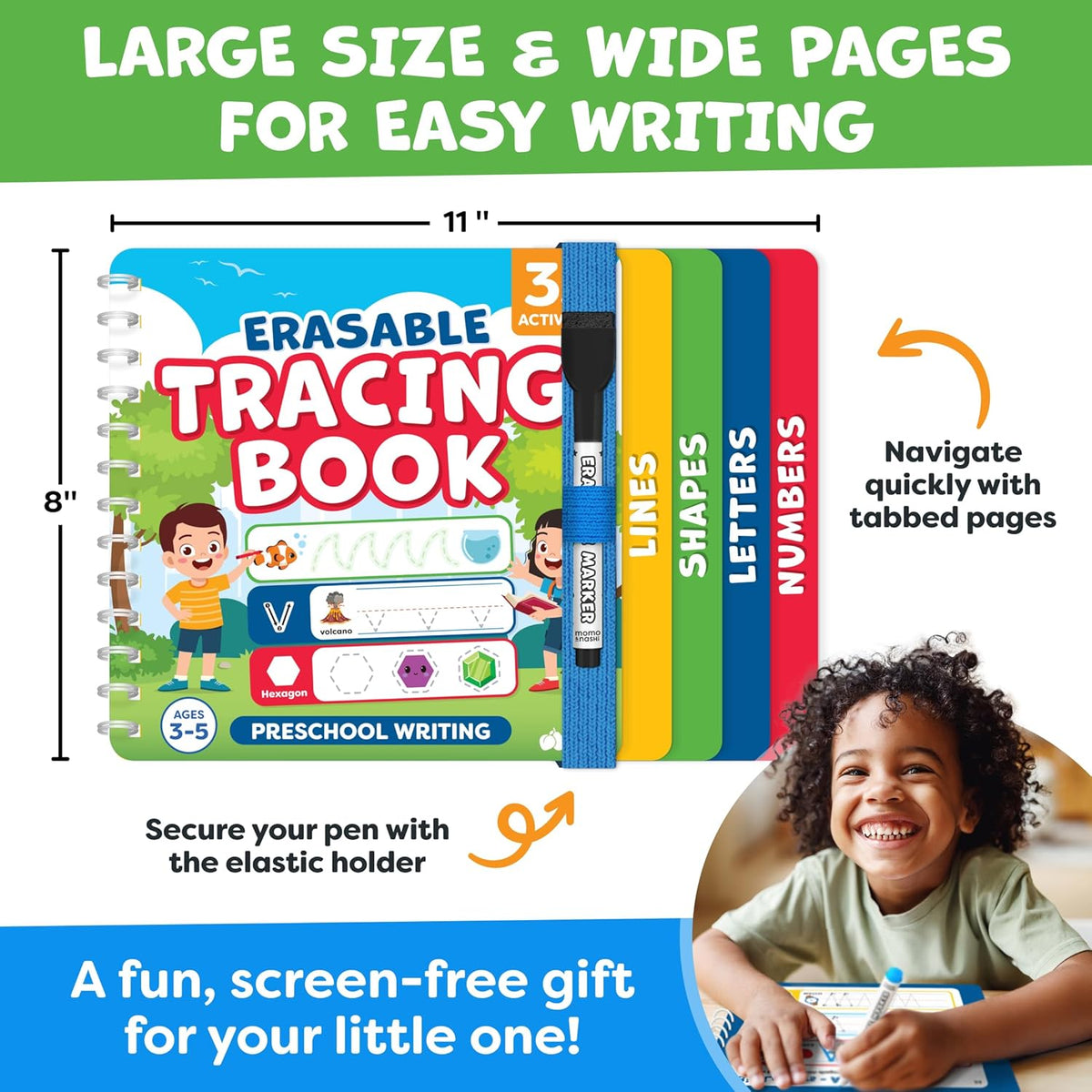 Preschool Learning Activities - Letter Tracing Books for Kids Ages 3-5 - Toddler Handwriting Practice - Learning Books for 4 Year Olds, Educational Learning Toys for 3 Year Old - Valentine Gifts Kids