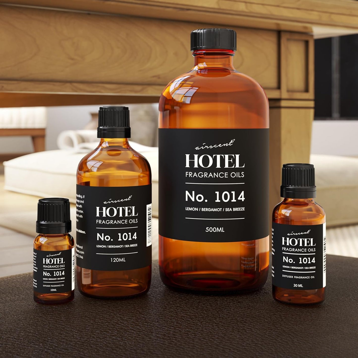 AirScent Hotel Diffuser Oil No. 1014 Inspired by The Iconic 5-Star Hotel Coastal Blend - Lemon Bergamot Sea Breeze - 10 mL .34 fl oz - Fragrance Oil for Ultrasonic and Waterless Diffusers and Crafting
