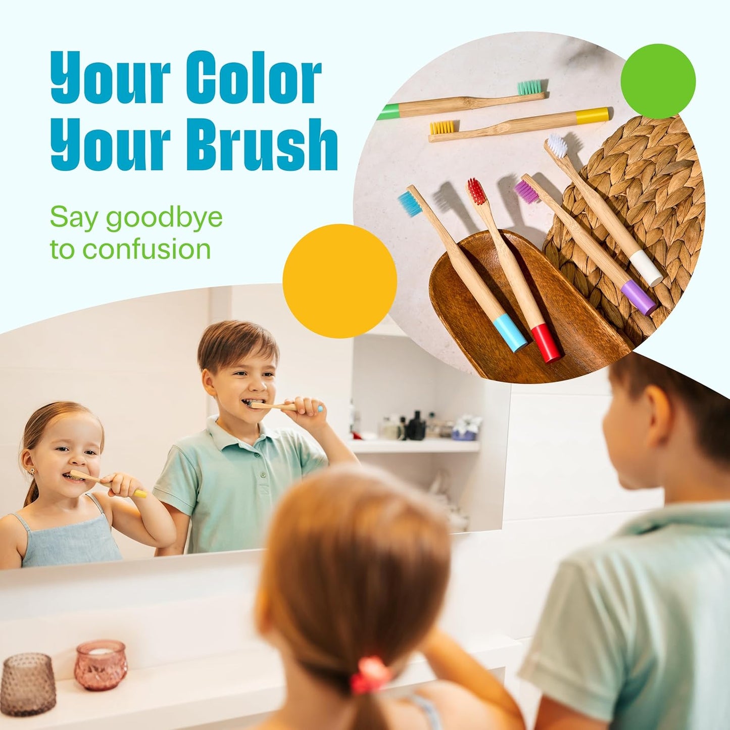 Kids Toothbrush with Soft Bristles 6 Pack - Toddler Toothbrush with Colorful Bamboo Handles // Kids Bamboo Toothbrushes // Kid Tooth Brush // Childrens Toothbrushes Set