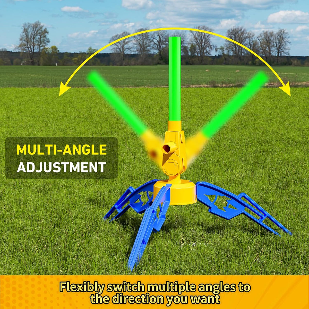 Toys Rocket Launcher for Kids - Launch up to 100 Ft, 8 Multi-Color Foam Rockets & Adjustable Launch Stand, Kids Outdoor Toys, Age 3+