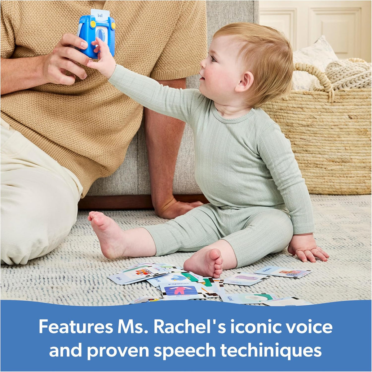 Ms. Rachel Official First Words Talking Flash Cards with Electronic Reader, 100 Words, Educational Toys & Toddler Toys for Girls & Boys Ages 1-2+