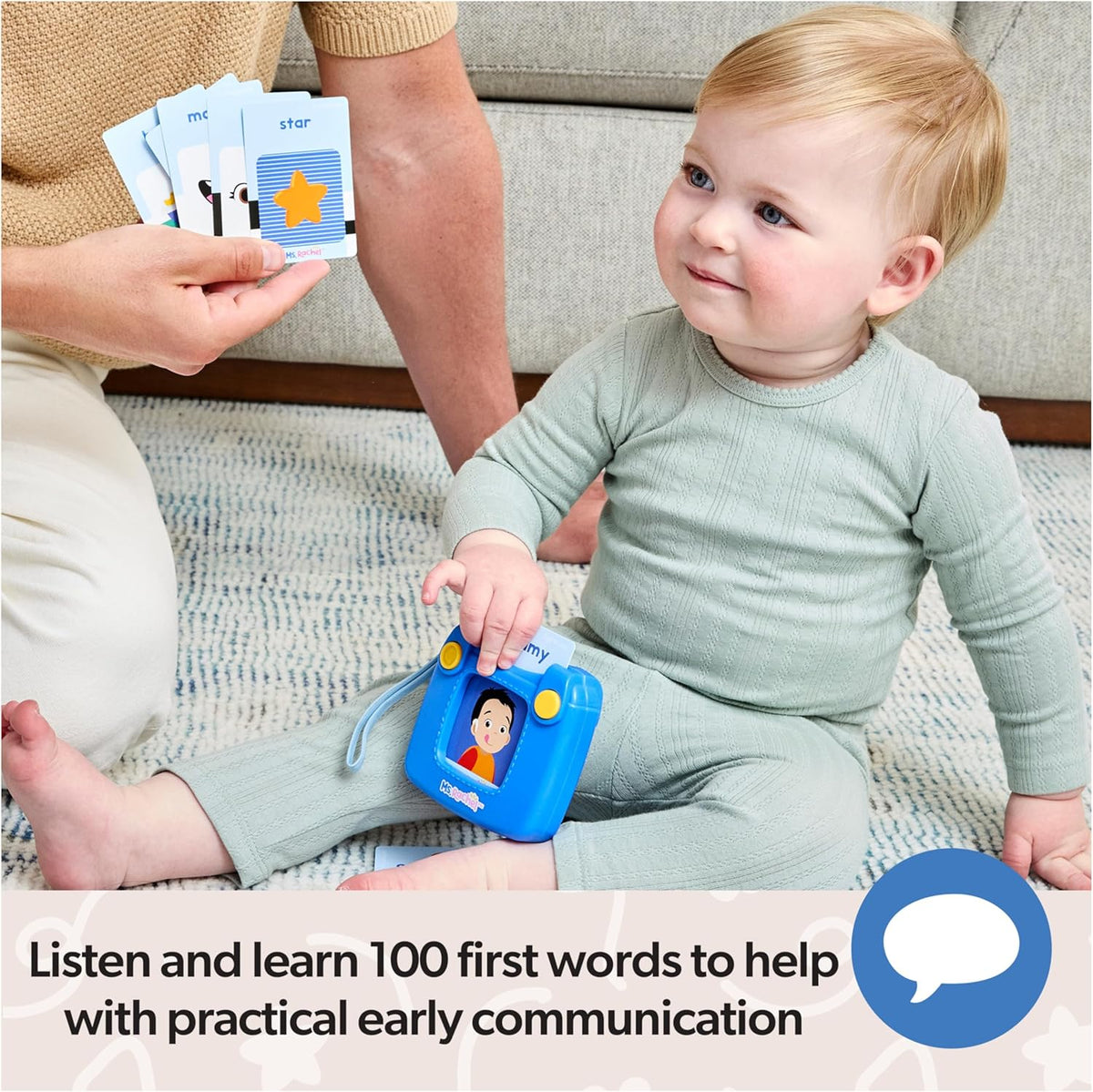 Ms. Rachel Official First Words Talking Flash Cards with Electronic Reader, 100 Words, Educational Toys & Toddler Toys for Girls & Boys Ages 1-2+