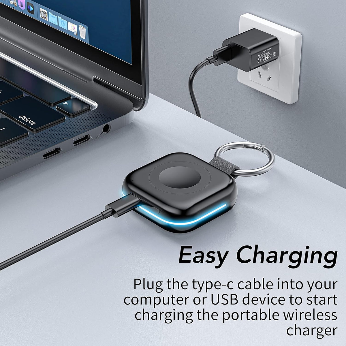 HUOTO Portable Charger for Apple Watch,Wireless Magnetic iWatch Charger 1200mAh Power Bank Travel Keychain Accessories Smart Chargers for Apple Watch Series 11/10/9/8/7/6/SE/5/4/3/2/1/UItra/UItra 2
