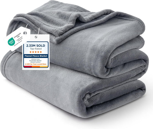 Bedsure GentleSoft Fleece Bed Blankets Queen Size Grey - Soft Warm Winter Blanket Lightweight Cozy Luxury Microfiber, Room Home Decor Christmas Decorations Gifts for Women and Men, 90x90 inches