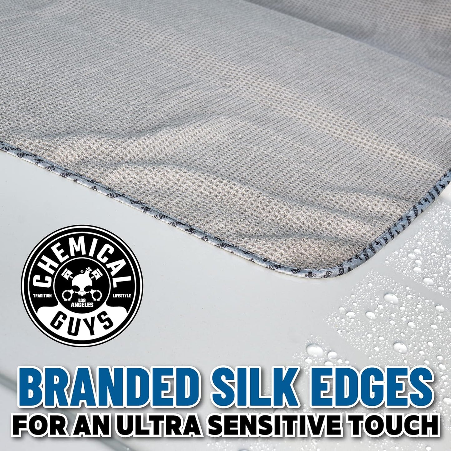 Chemical Guys Waffle Weave Gray Matter Microfiber Drying Towel - 25" x 36", 70/30 Blend with Silk Edging for Scratch-Free Car Drying, Ultra Absorbent and Safe for All Surfaces