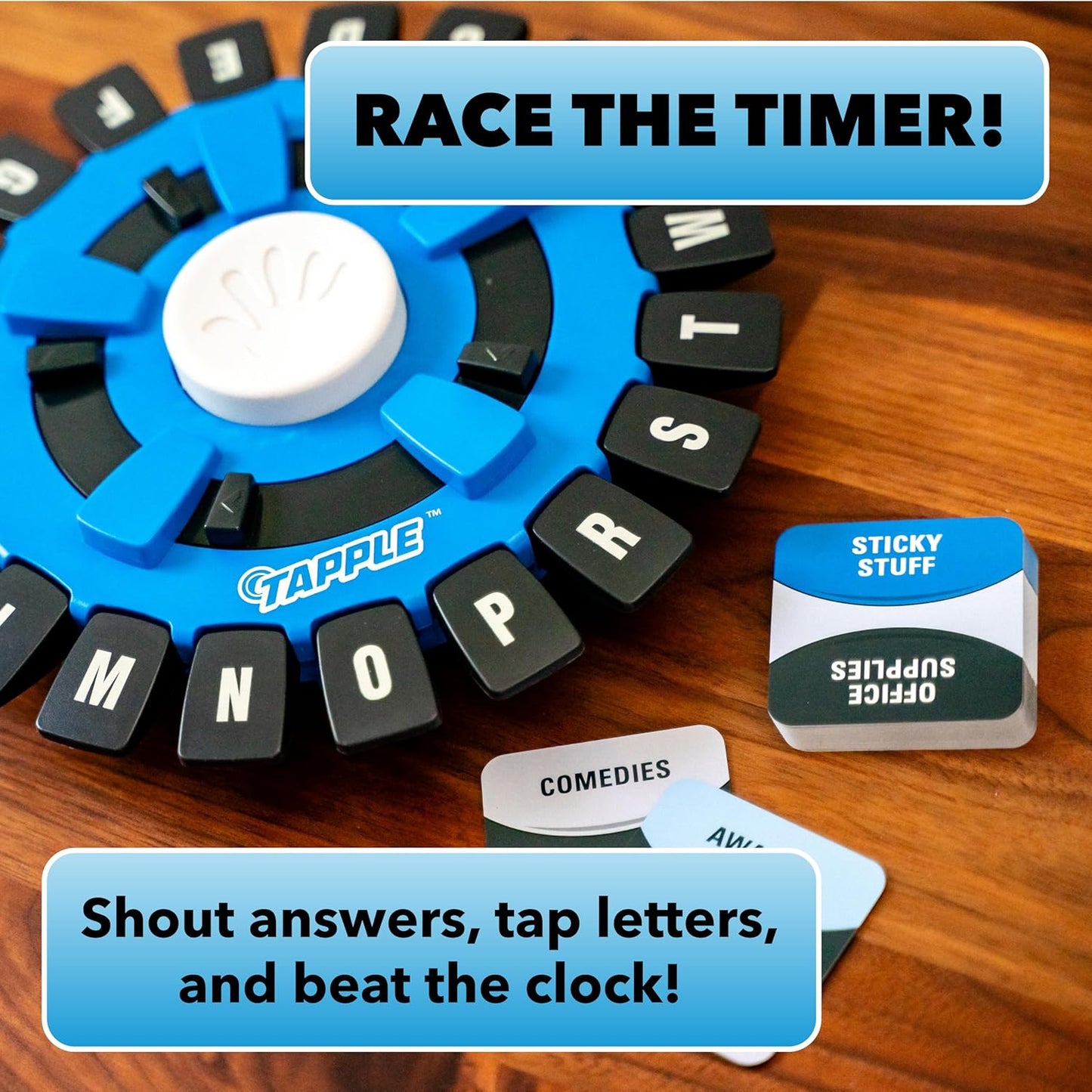 USAOPOLY The Original TAPPLE, The Fast-Paced Family Board Game,Choose a Category & Race Against The Timer to be The Last Player,Learning Word Game for Ages 8 & Up, 2-8 Players, 15-20 Minute Play Time