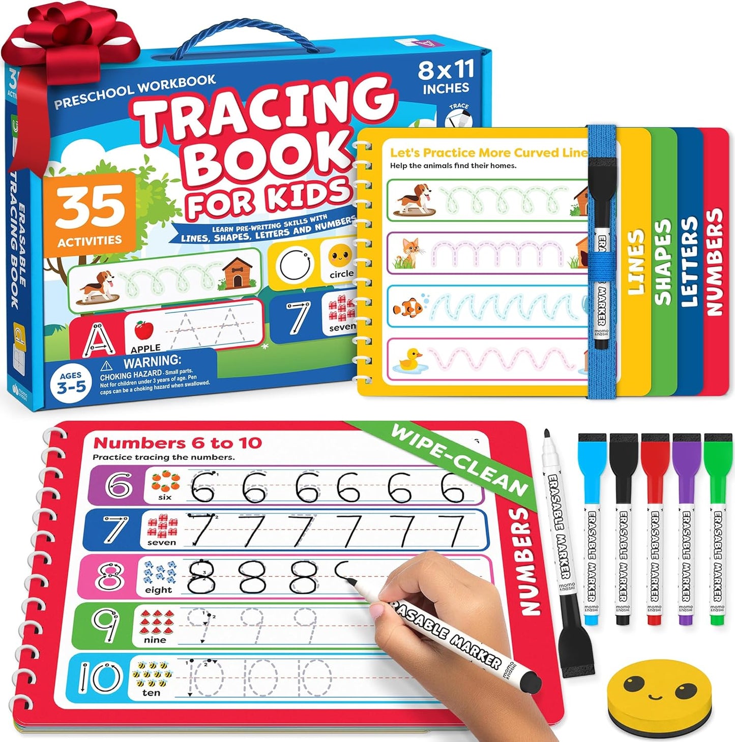 Preschool Learning Activities - Letter Tracing Books for Kids Ages 3-5 - Toddler Handwriting Practice - Learning Books for 4 Year Olds, Educational Learning Toys for 3 Year Old - Valentine Gifts Kids