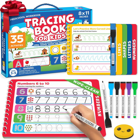 Preschool Learning Activities - Letter Tracing Books for Kids Ages 3-5 - Toddler Handwriting Practice - Learning Books for 4 Year Olds, Educational Learning Toys for 3 Year Old - Valentine Gifts Kids