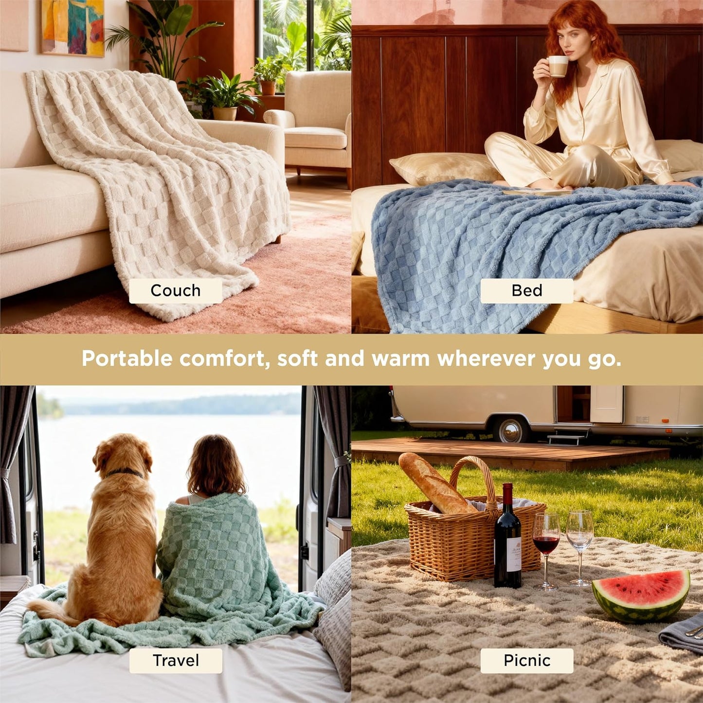 Bedsure GentleSoft Sage Green Throw Blanket for Couch - Checkered Fleece Blankets Christmas Gifts for Women Men Girls, Cute Soft Cozy Throw for Bedroom Home Decor Gifts, 50x60 Inches