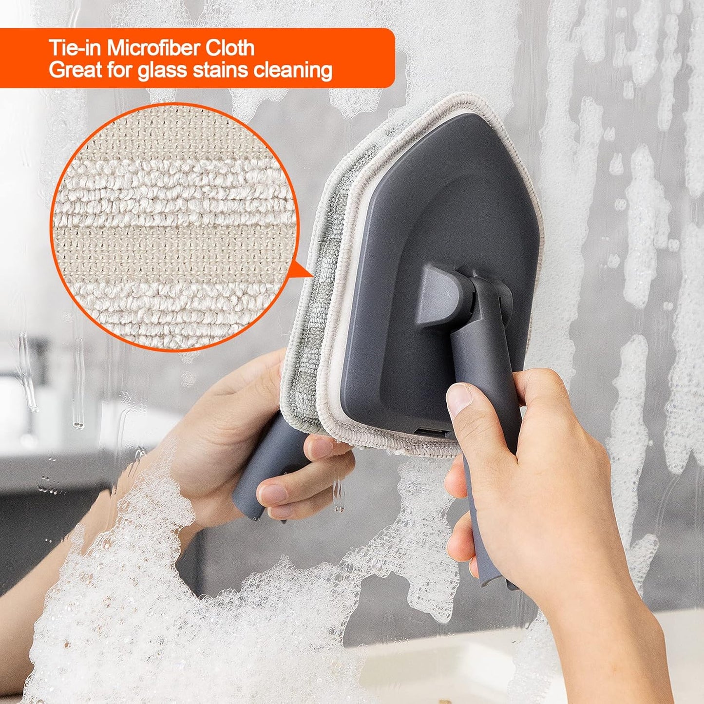 Tile Tub Scrubber Brush with 3 Different Function Cleaning Heads and 56" Extendable Long Handle-No Scratch Shower Scrubber for Cleaning Bathroom Kitchen Toilet Wall,Bathtub,Sink,Grey