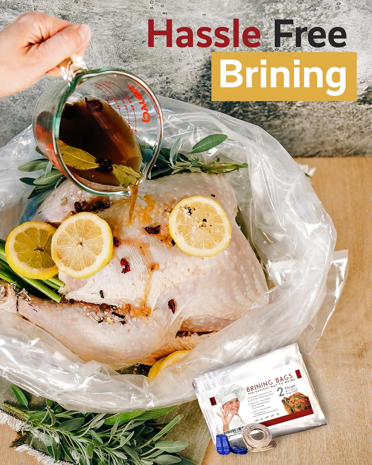Turkey Brining Bags Set of 2 – Extra Large, Holds up to 38 lb (25.5 x 21.5 in), Heavy Duty with Gusseted Bottom & Double-Track Zippers to Prevent Leaks