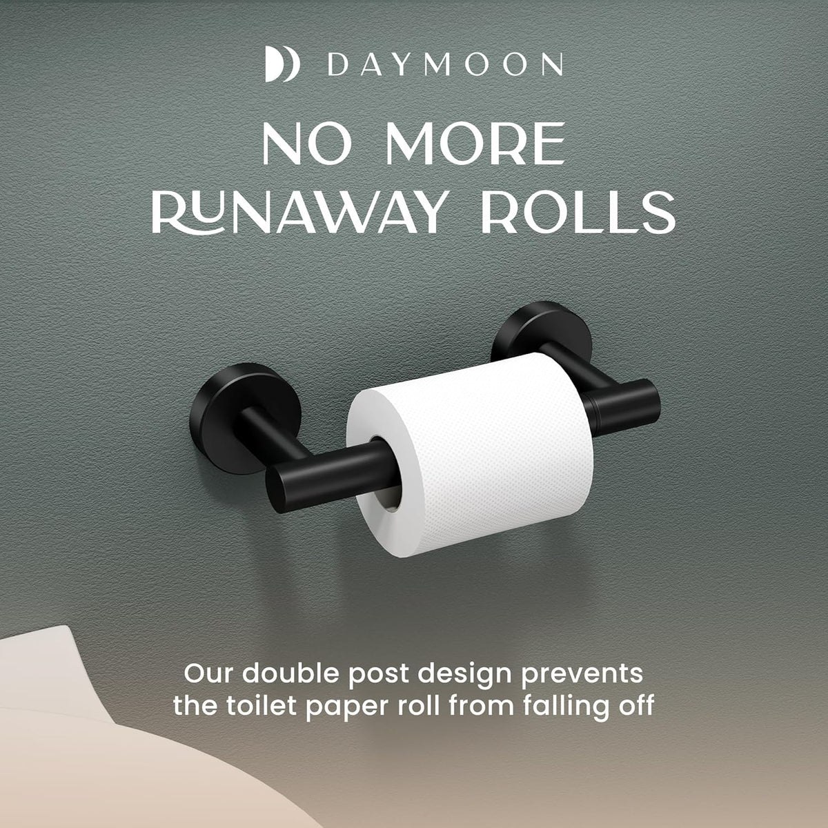 Day Moon Matte Black Toilet Paper Holder - Wall Mount Modern Roll Holder for Bathroom
