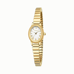 VAVC Small Gold Watch for Women – Stainless Steel Stretch Band, Roman Dial, Water Resistant